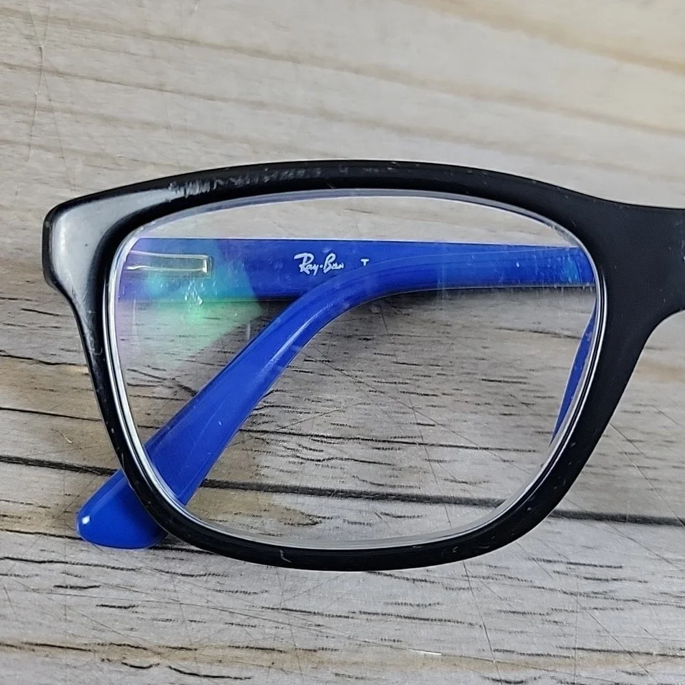 Ray-Ban Jr RB1536 3600 Youth Black Blue Square Eyeglasses 48-16 130 FRAMES ONLY‎